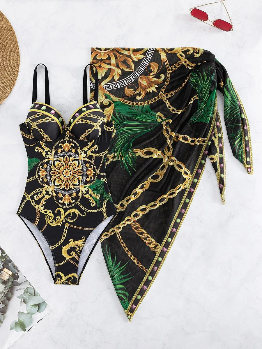 Maiô Estilo Barroco com Estampa Luxo