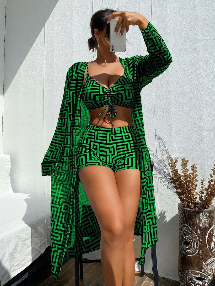 Conjunto Praia Geometric Chic 3 Peças