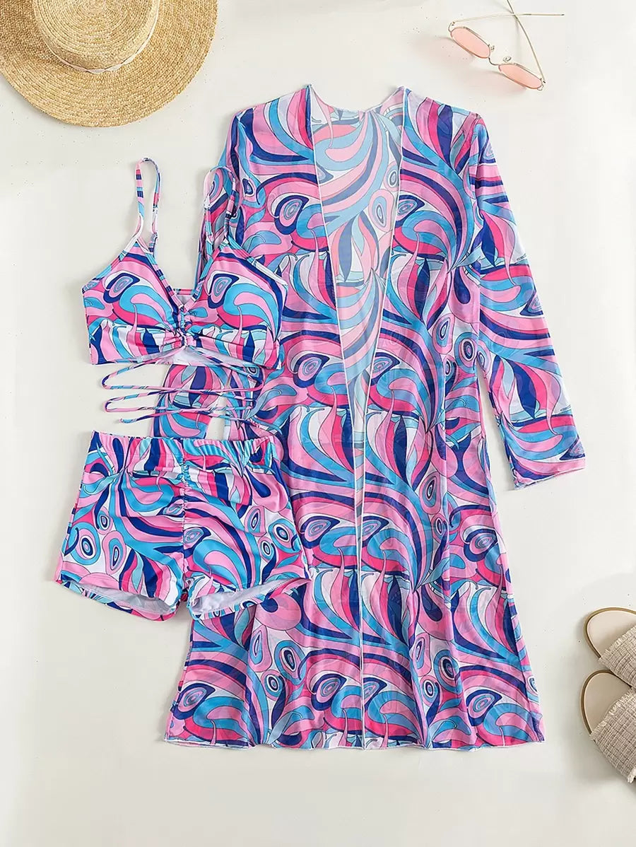 Conjunto 3 Peças Azul Geométrico