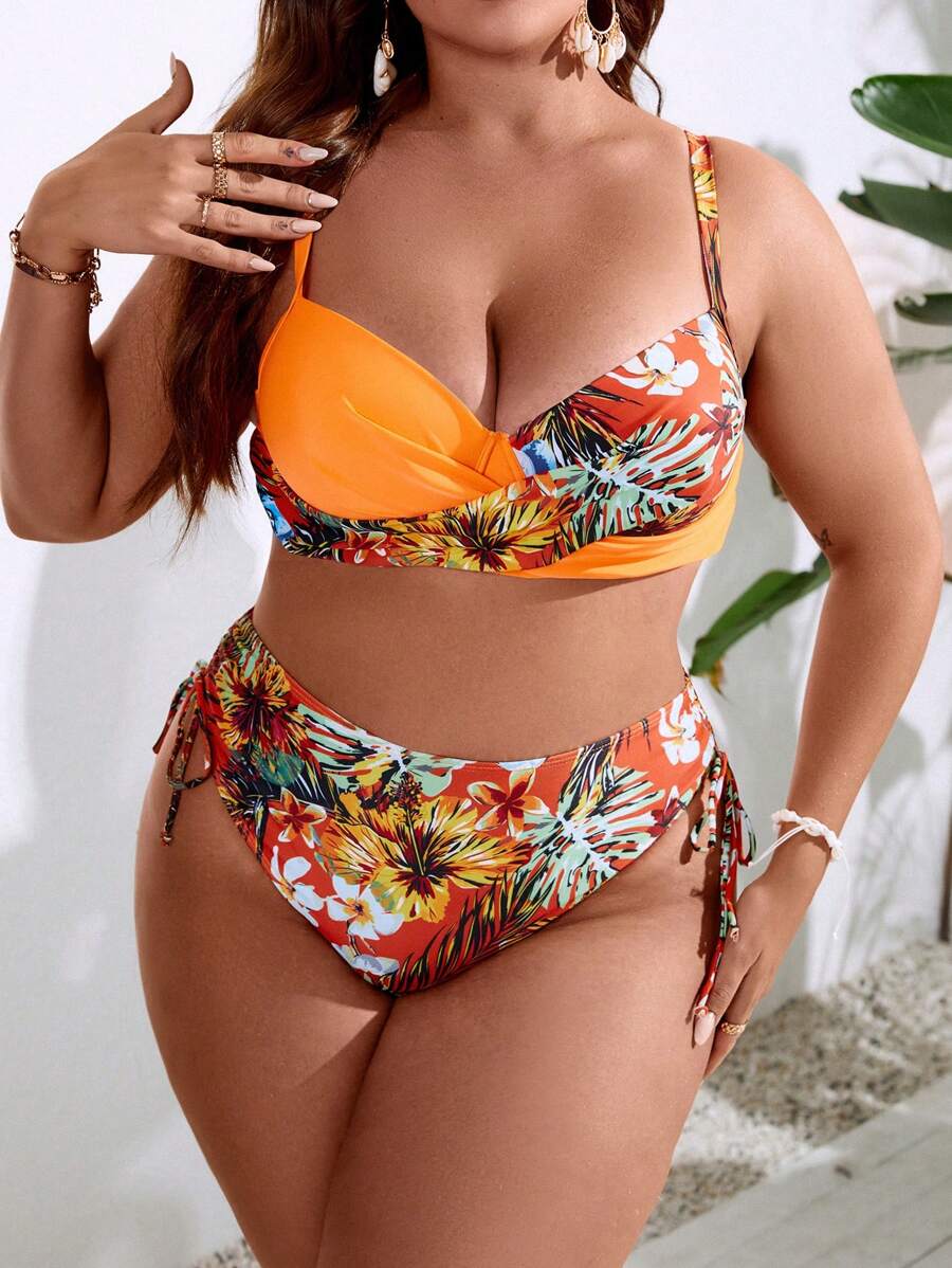 Biquíni Cintura Alta Estampa Tropical