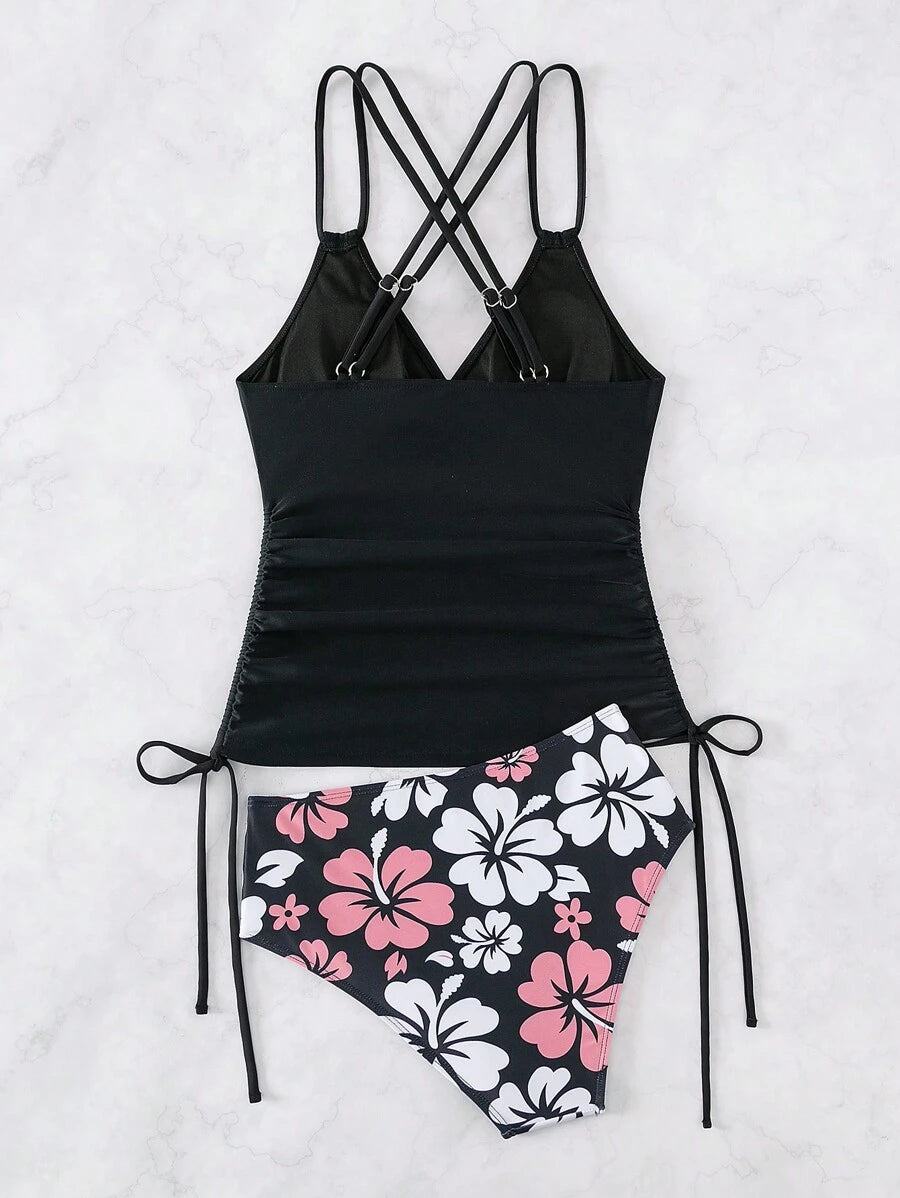Biquíni Tankini Floral Havaiano