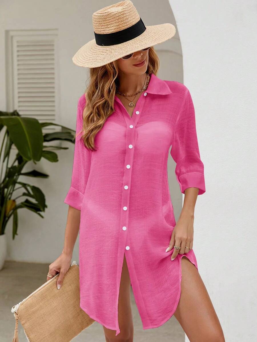 Saída de Praia Camisa Lisa Leve