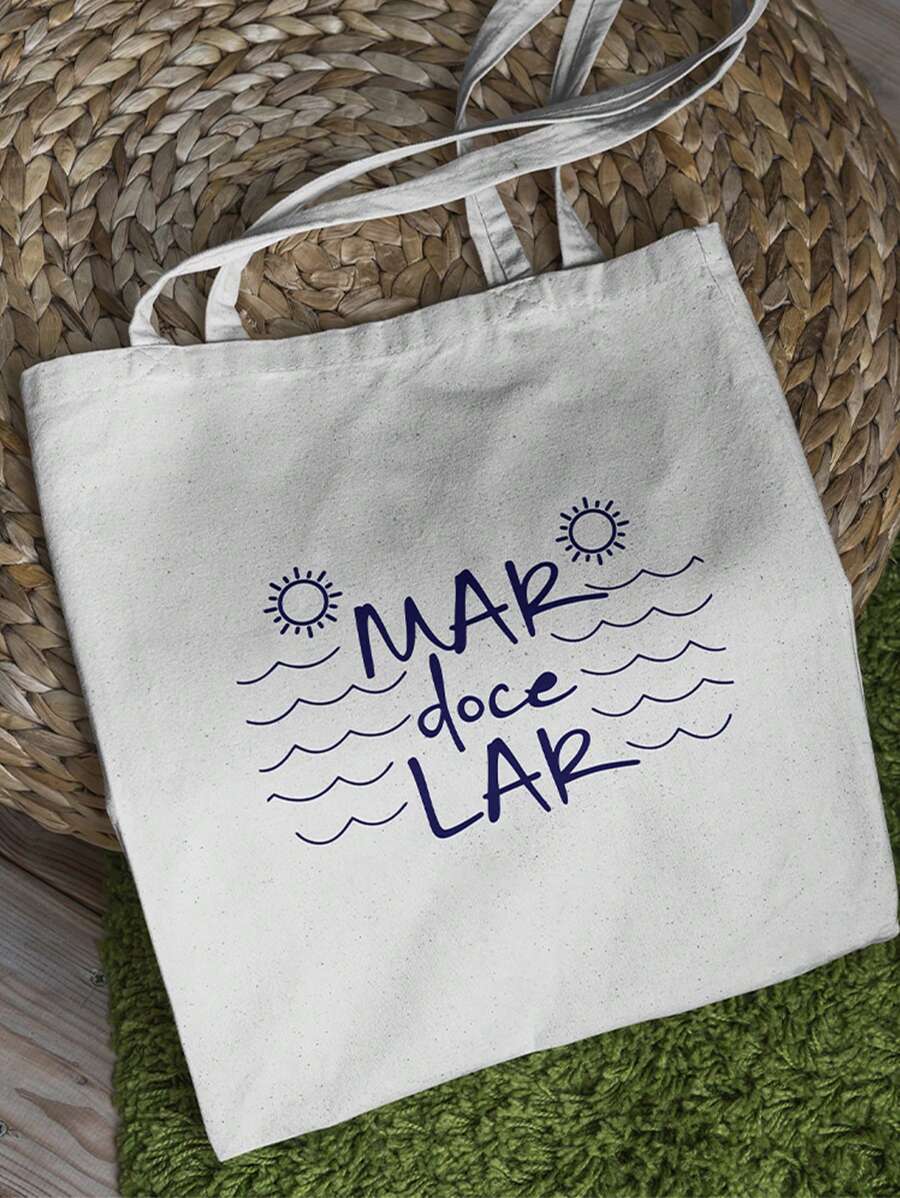 Bolsa Tote Praia – "Mar Doce Lar"