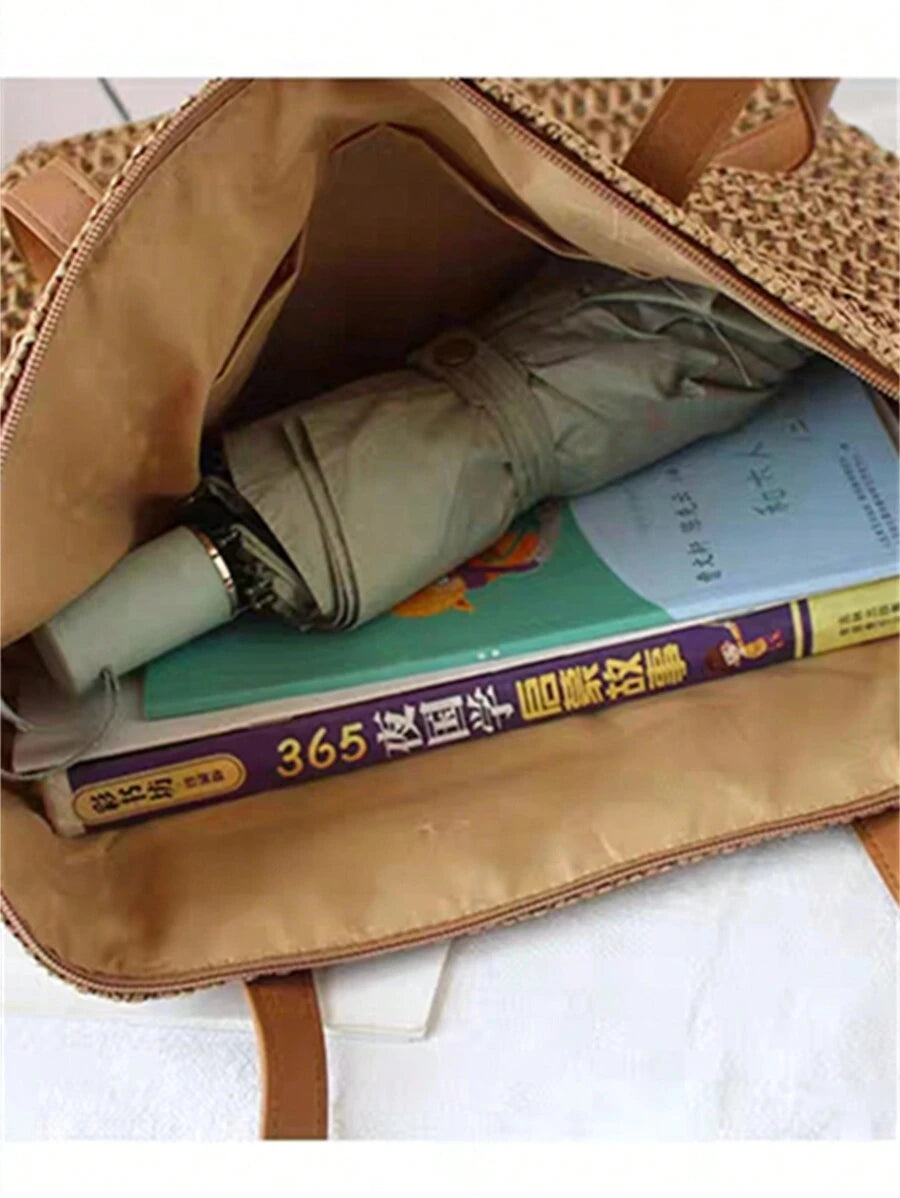 Bolsa Shopper em Palha com Alça de Ombro