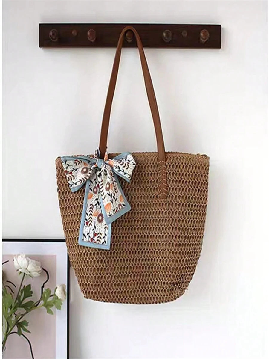 Bolsa Shopper em Palha com Alça de Ombro