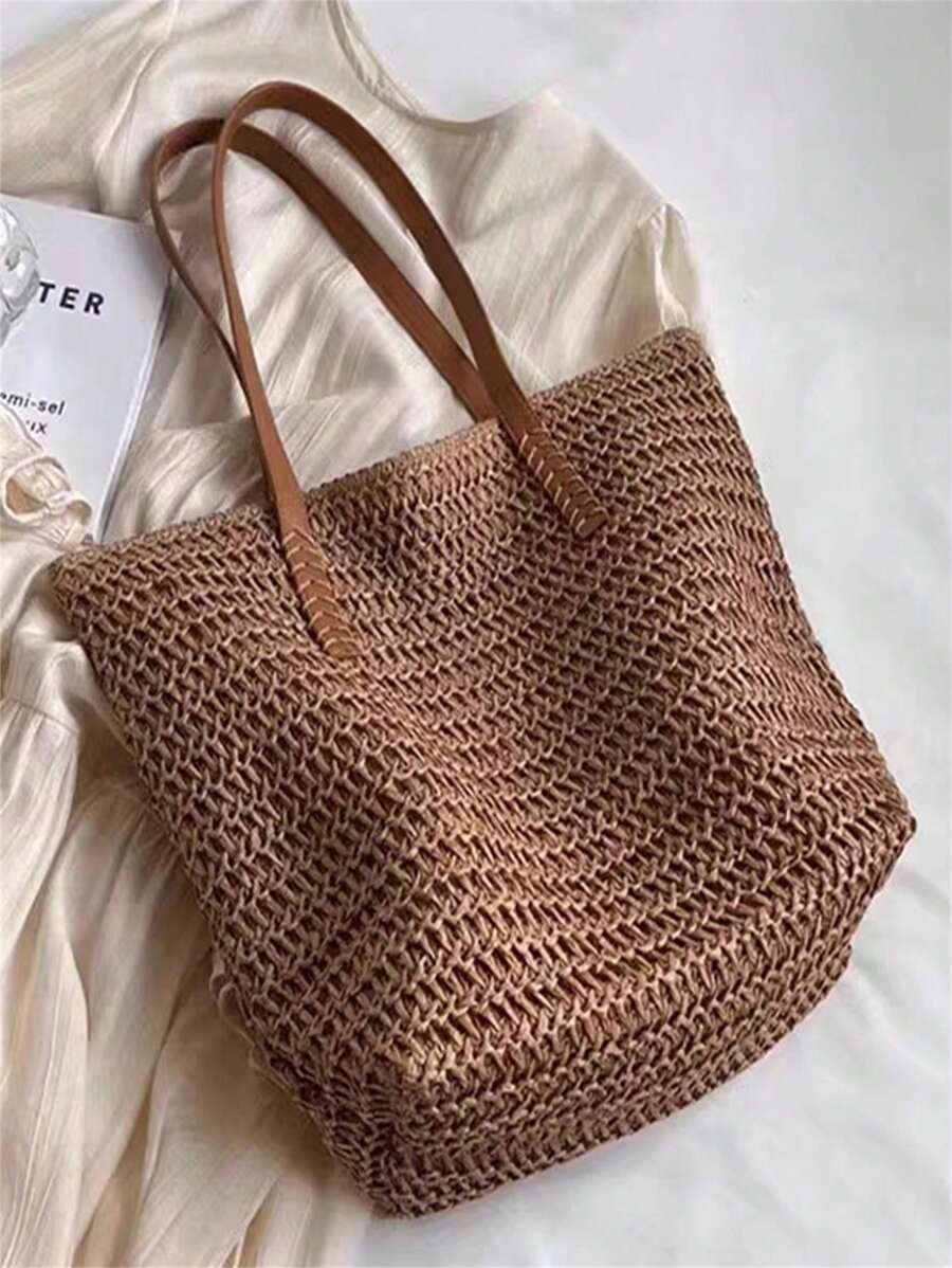 Bolsa Shopper em Palha com Alça de Ombro