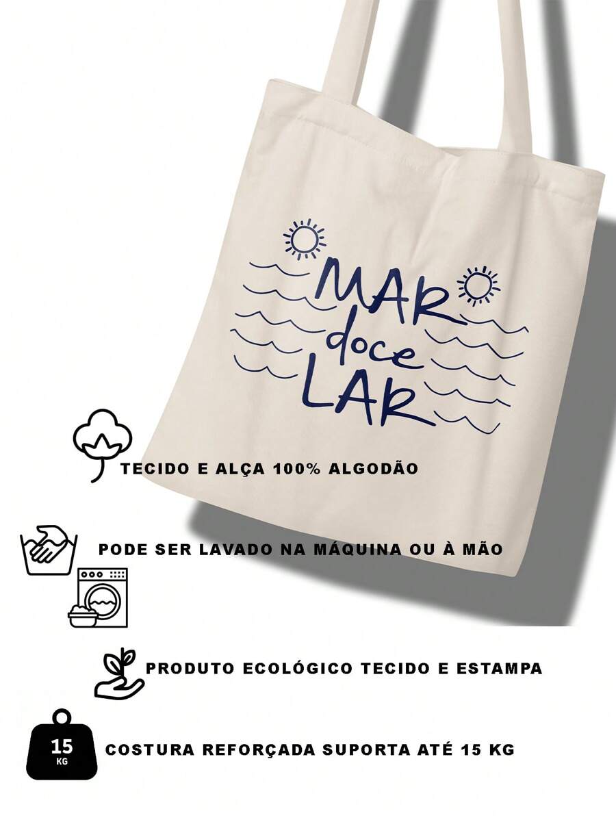 Bolsa Tote Praia – "Mar Doce Lar"