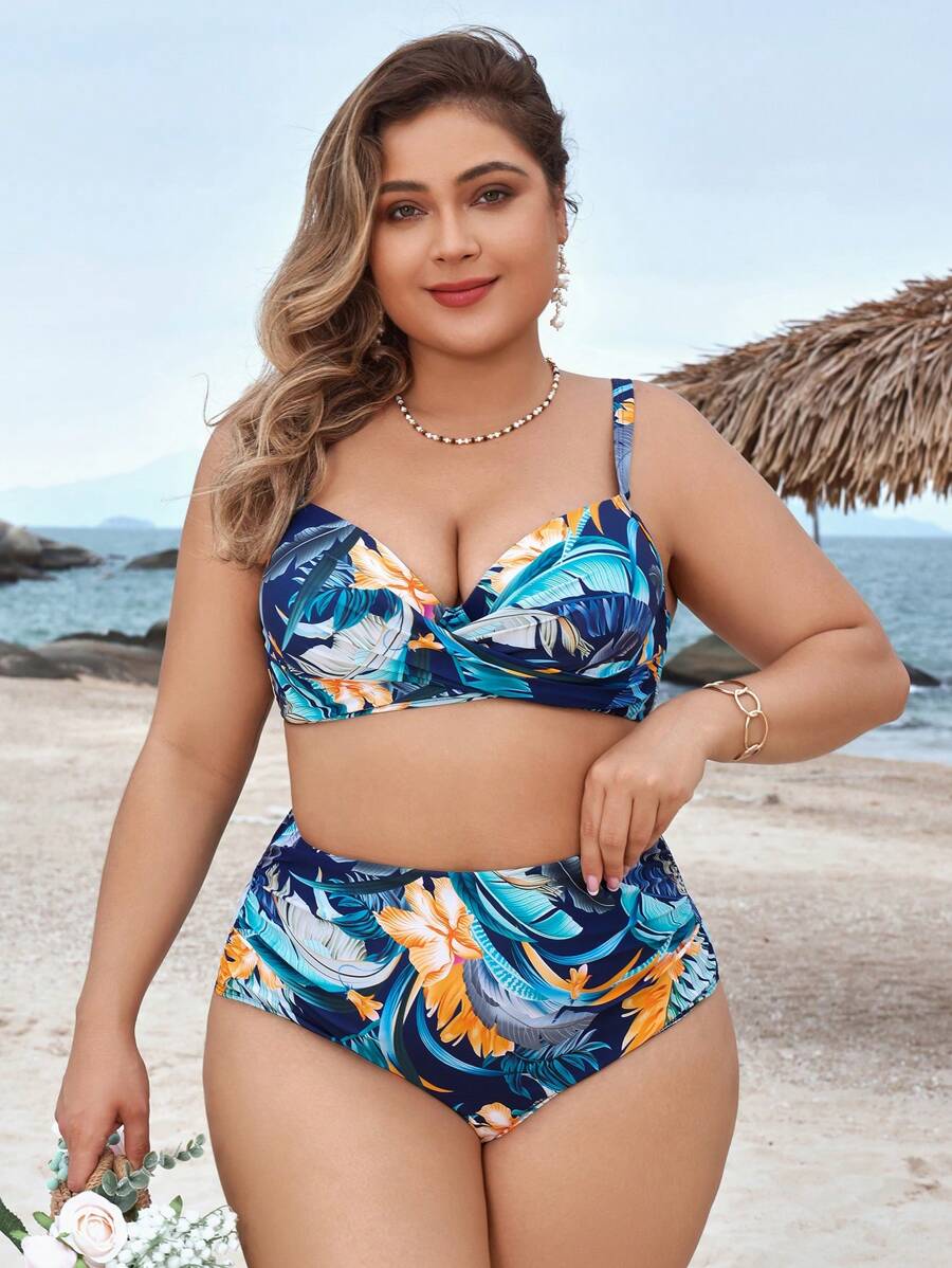 Biquíni Cintura Alta Estampa Tropical