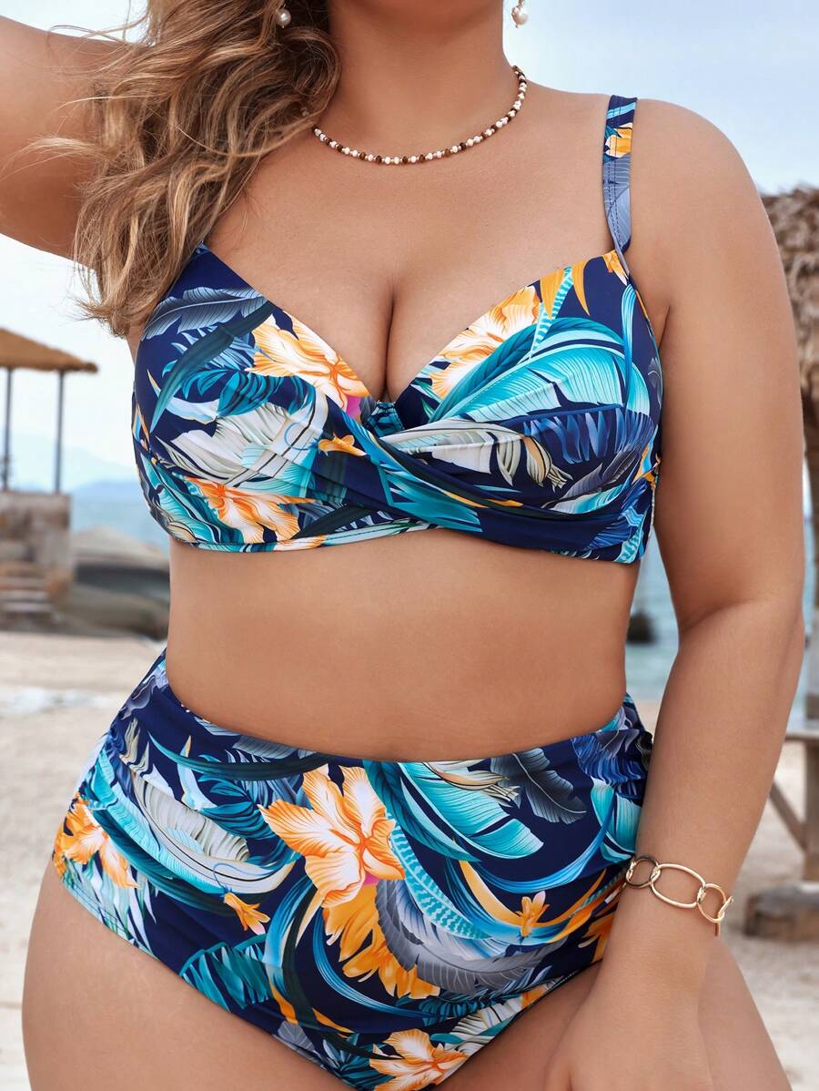 Biquíni Cintura Alta Estampa Tropical