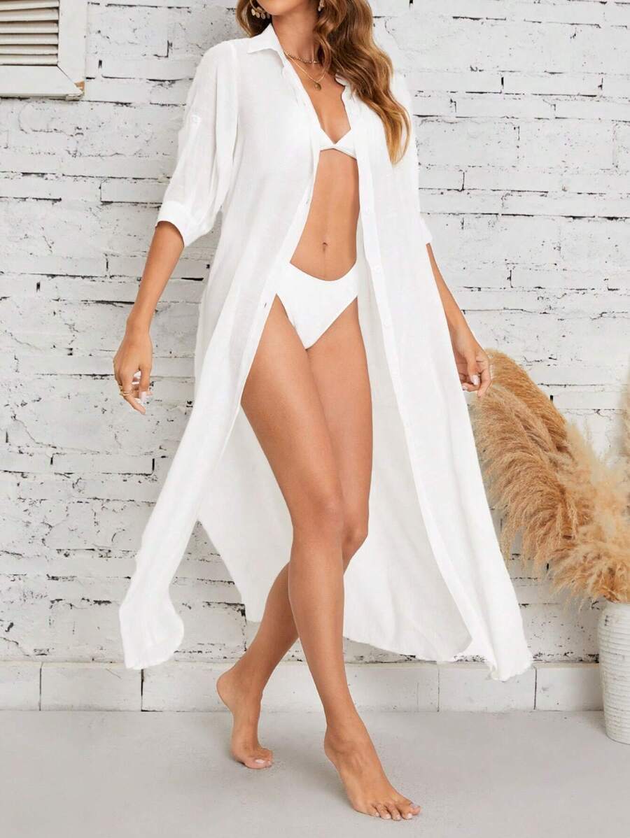 Saída de Praia Longa Camisa Aberta