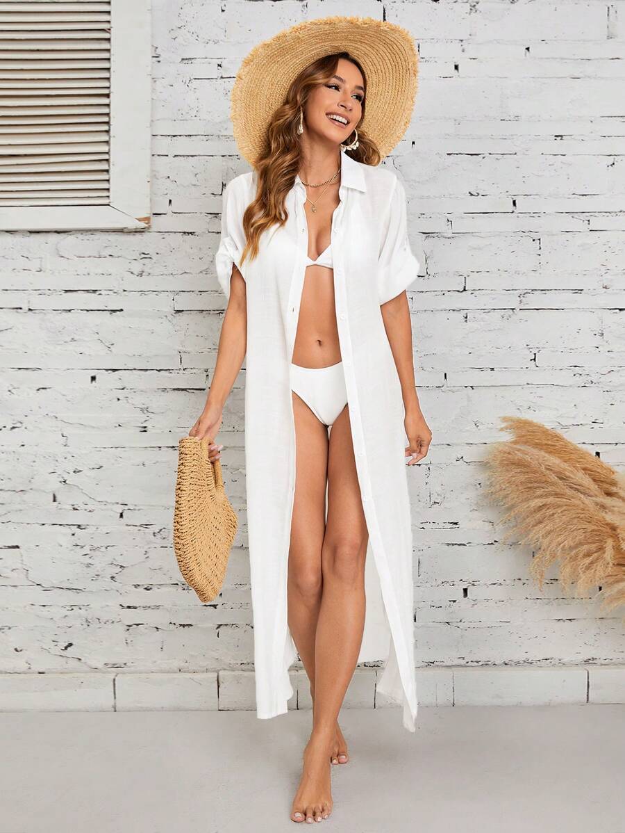 Saída de Praia Longa Camisa Aberta