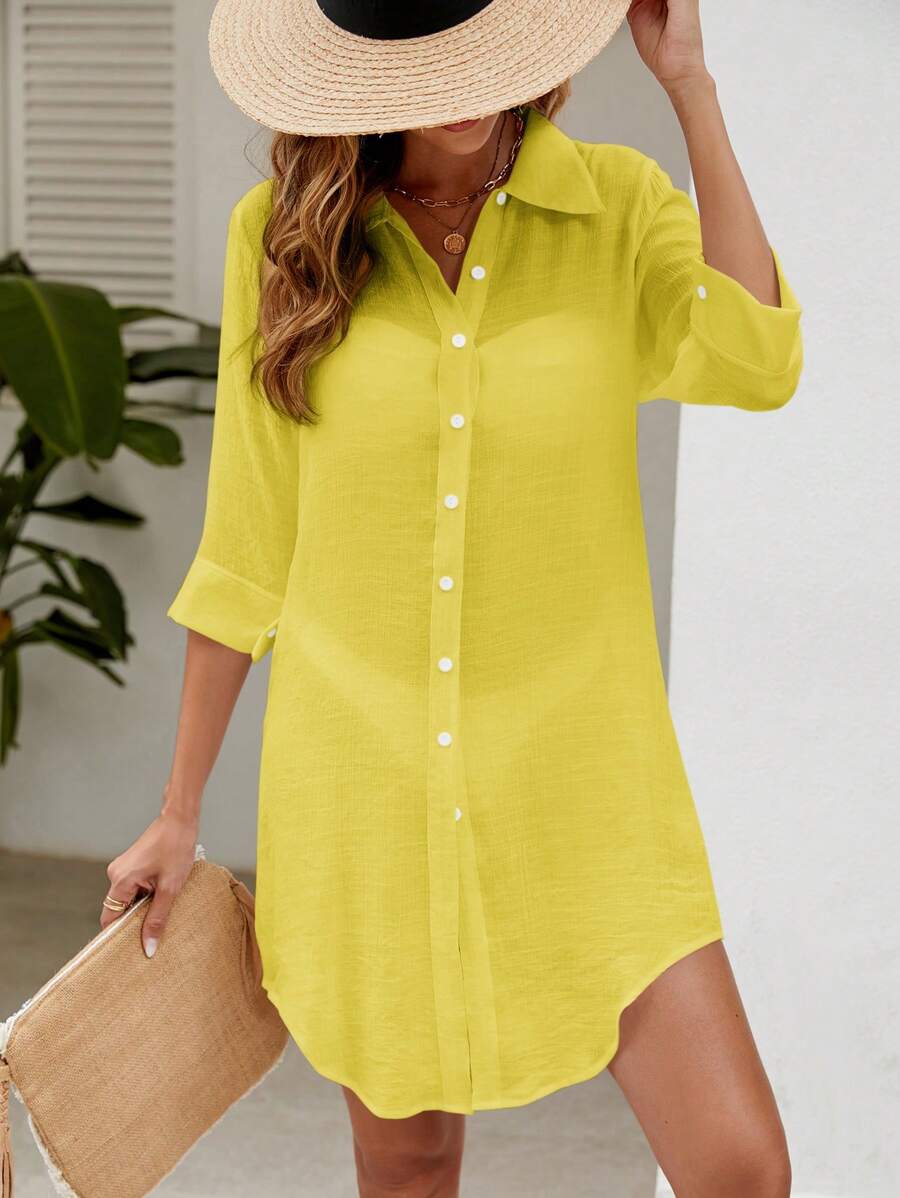 Saída de Praia Camisa Lisa Leve