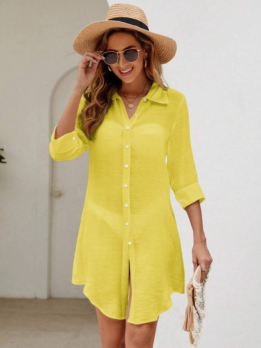 Saída de Praia Camisa Lisa Leve