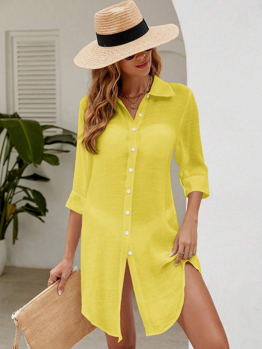 Saída de Praia Camisa Lisa Leve