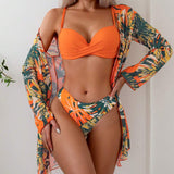 Conjunto Biquíni com Saída Estampada Solar 3 Peças