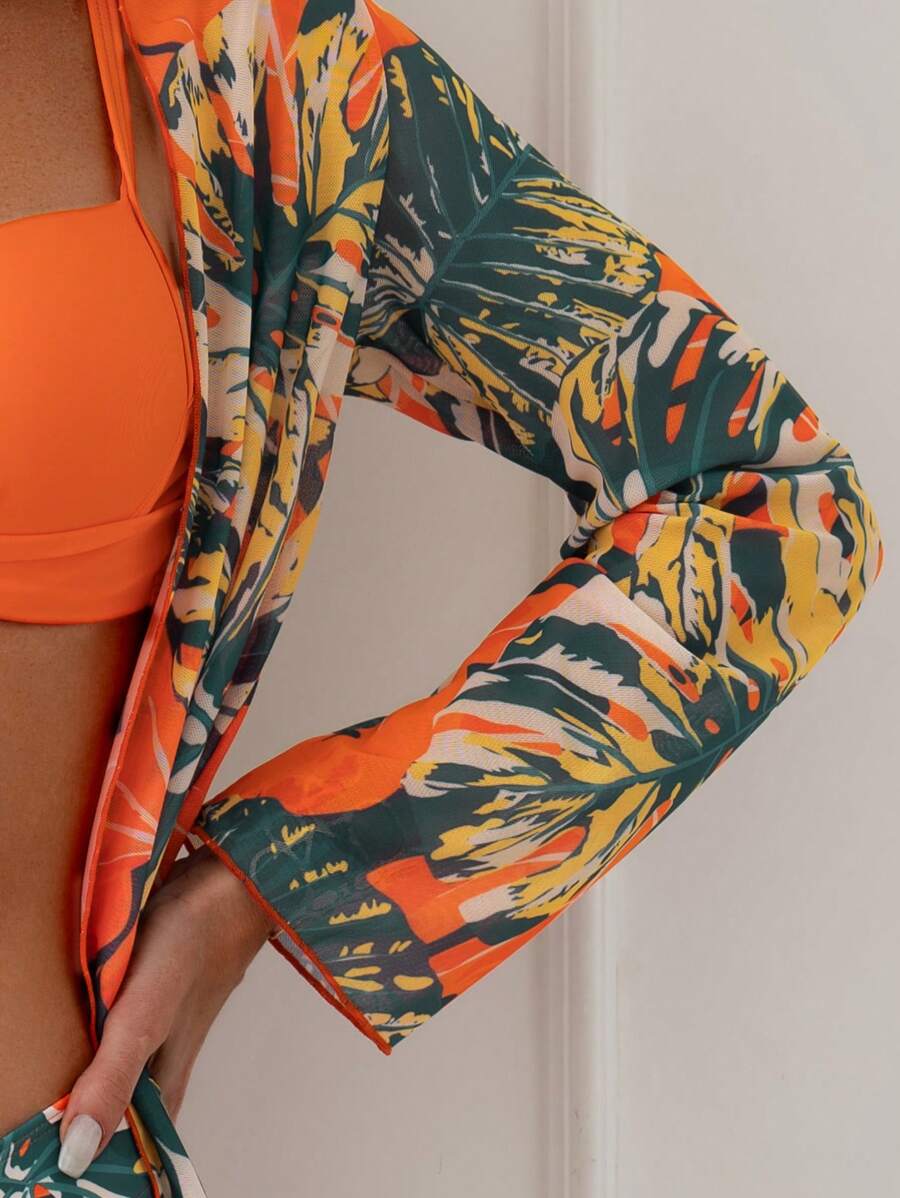 Conjunto Biquíni com Saída Estampada Solar 3 Peças