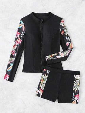 Conjunto Com Detalhes Florais UV Protection