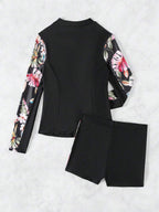 Conjunto Com Detalhes Florais UV Protection