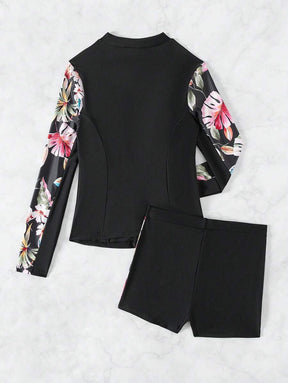 Conjunto Com Detalhes Florais UV Protection