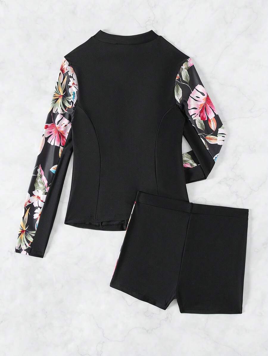 Conjunto Com Detalhes Florais UV Protection