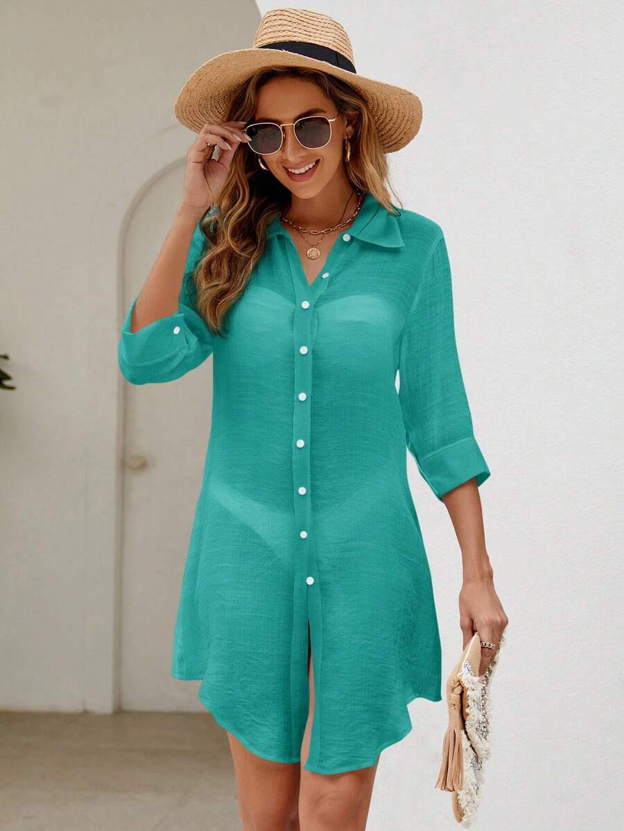 Saída de Praia Camisa Lisa Leve