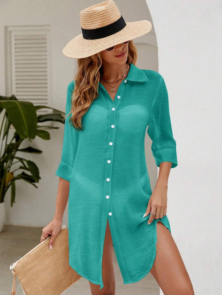 Saída de Praia Camisa Lisa Leve