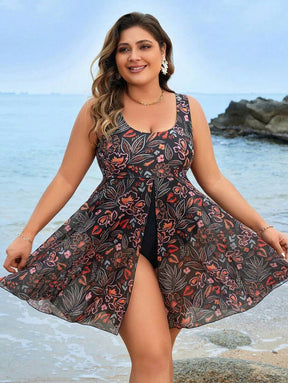 Saída de Praia Floral Plus Size