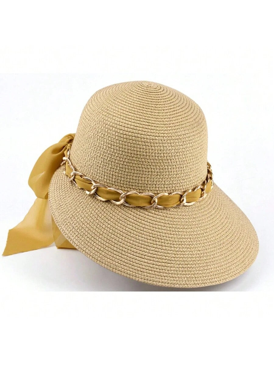 Chapéu de Praia com Corrente Dourada