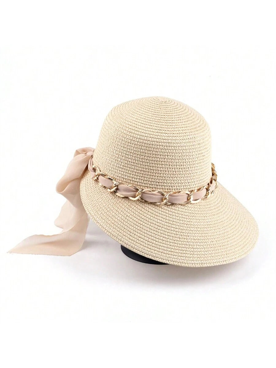 Chapéu de Praia com Corrente Dourada