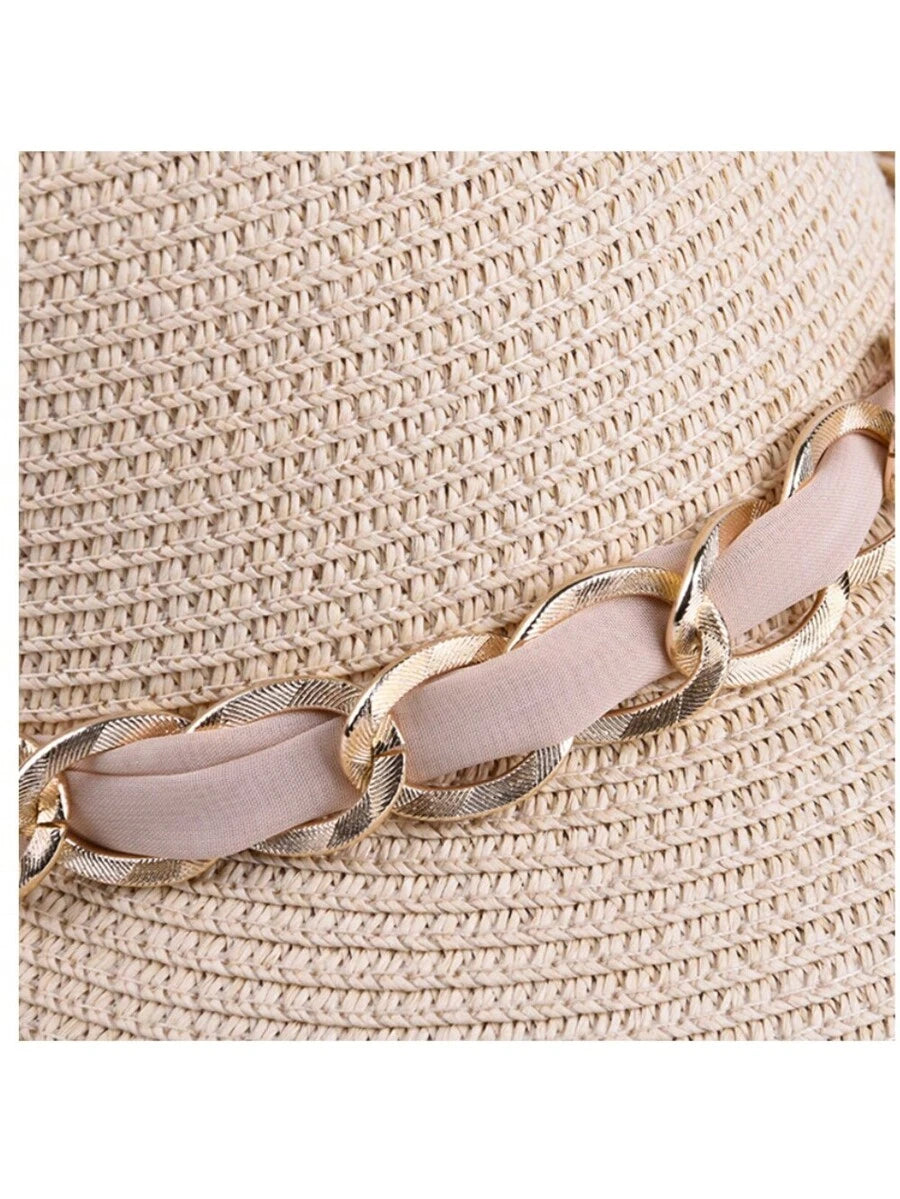 Chapéu de Praia com Corrente Dourada