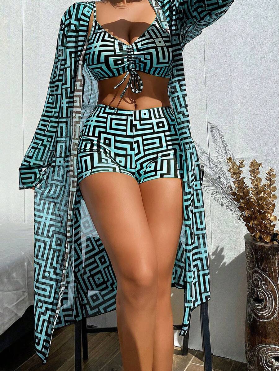 Conjunto Praia Geometric Chic 3 Peças