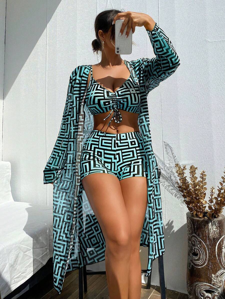 Conjunto Praia Geometric Chic 3 Peças