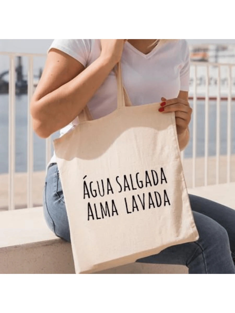 Bolsa Tote Praia – "Água Salgada, Alma Lavada"