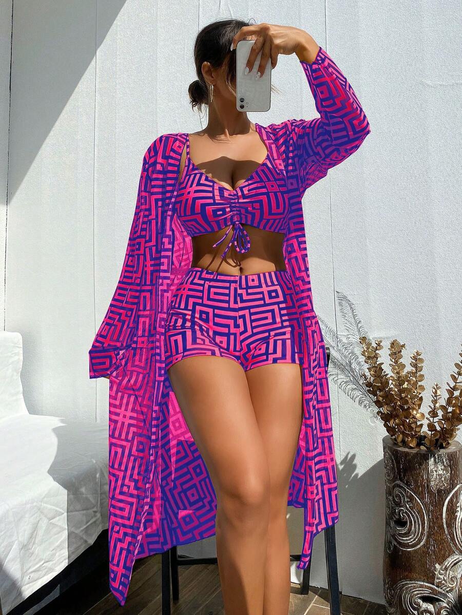 Conjunto Praia Geometric Chic 3 Peças