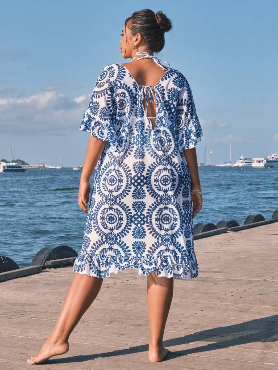 Saída de Praia com Babados Plus Size