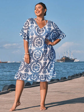 Saída de Praia com Babados Plus Size