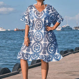 Saída de Praia com Babados Plus Size