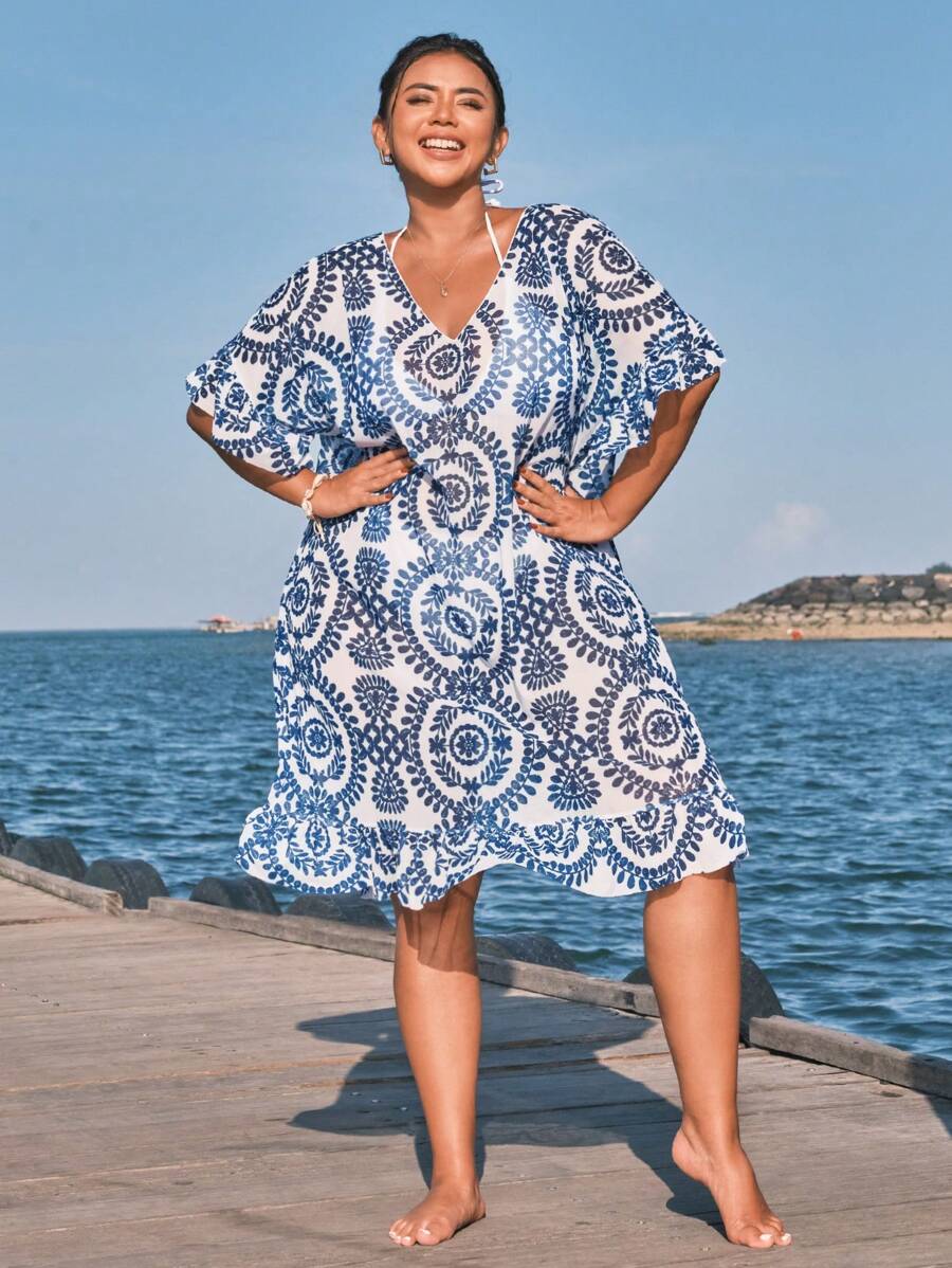 Saída de Praia com Babados Plus Size