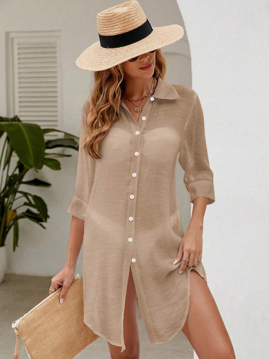 Saída de Praia Camisa Lisa Leve