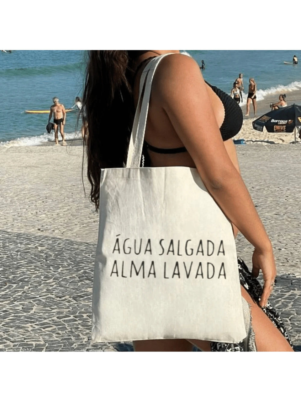 Bolsa Tote Praia – "Água Salgada, Alma Lavada"