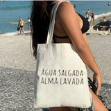 Bolsa Tote Praia – "Água Salgada, Alma Lavada"