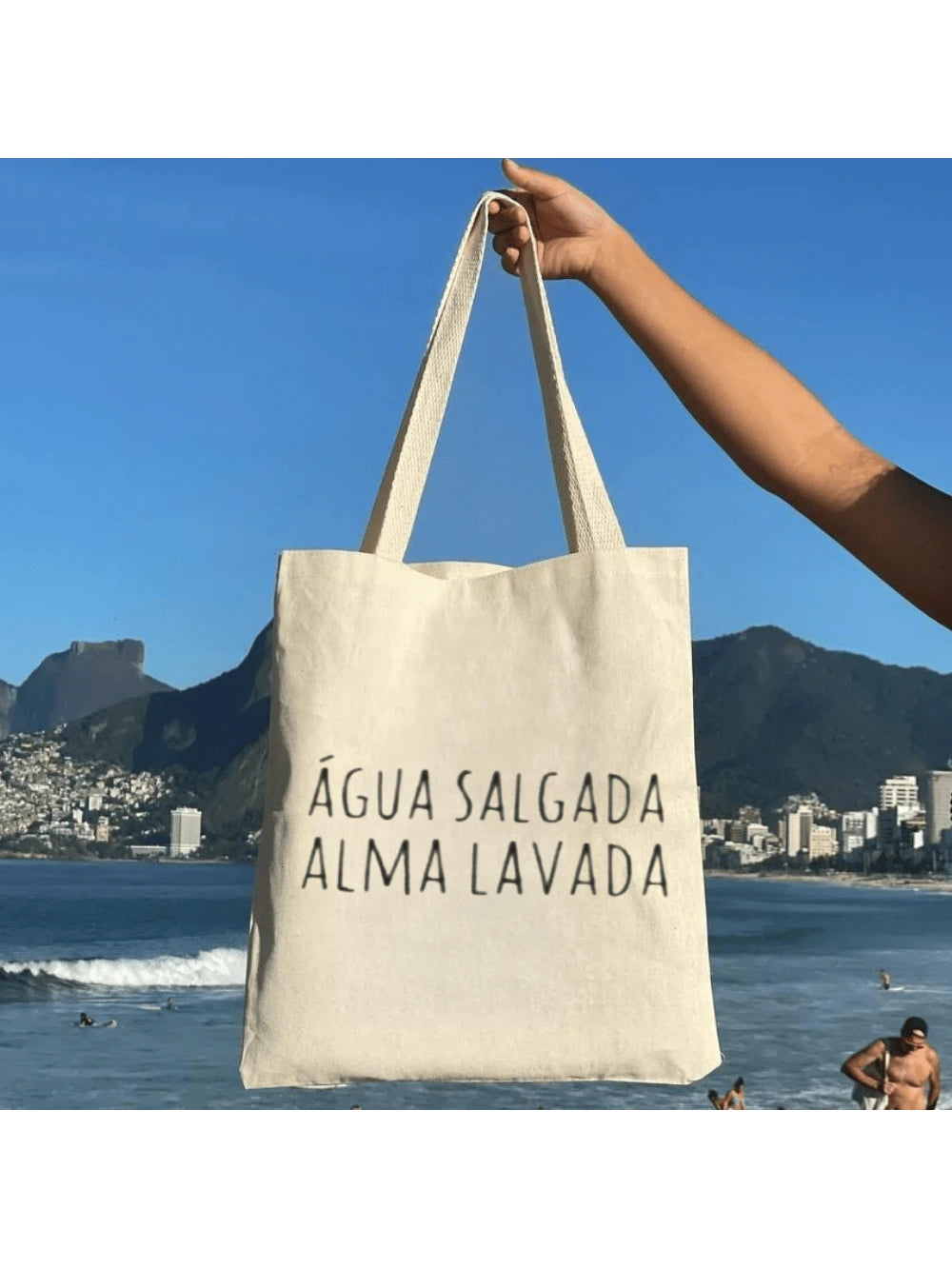 Bolsa Tote Praia – "Água Salgada, Alma Lavada"