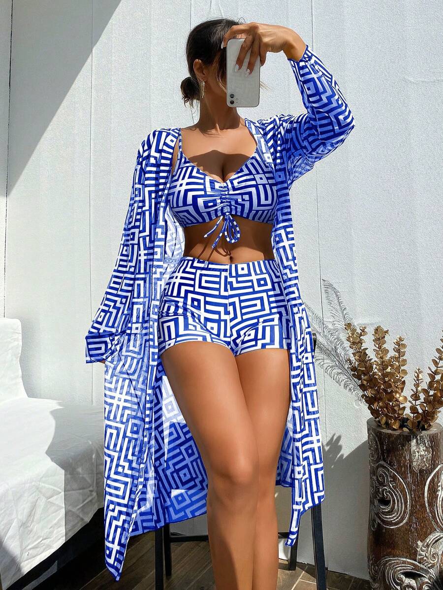 Conjunto Praia Geometric Chic 3 Peças