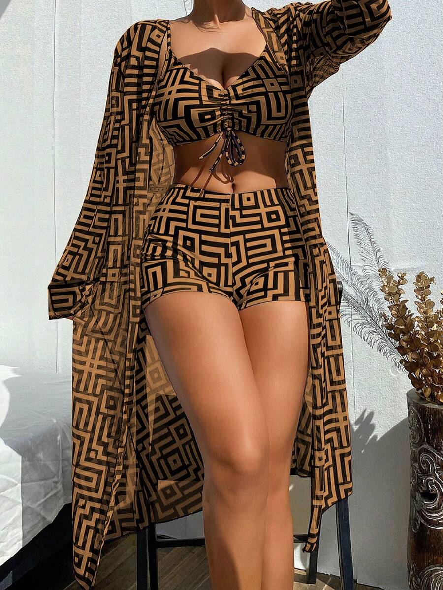 Conjunto Praia Geometric Chic 3 Peças