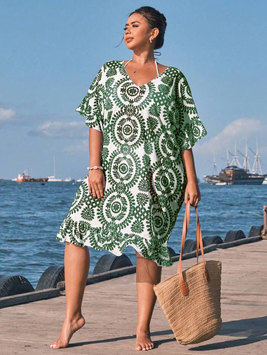 Saída de Praia com Babados Plus Size