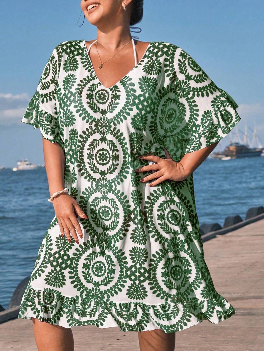 Saída de Praia com Babados Plus Size