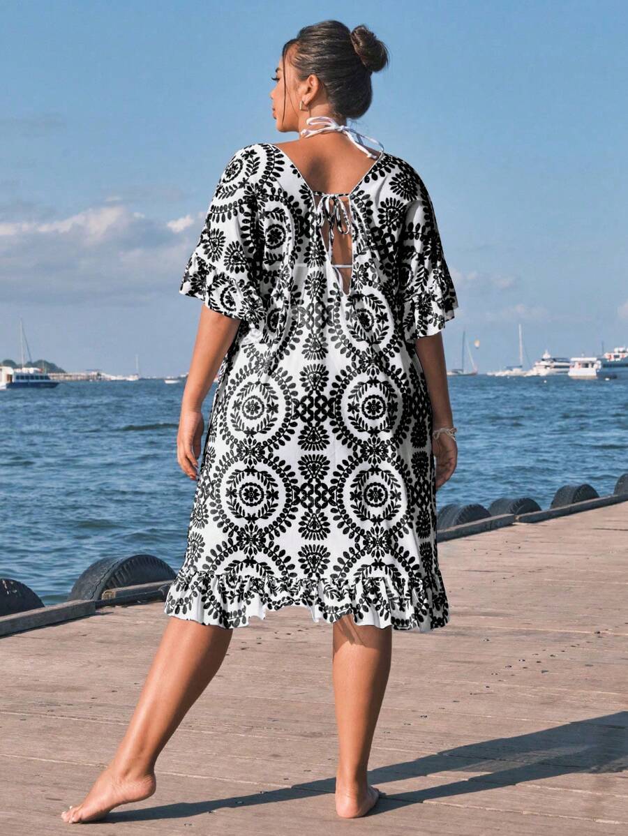 Saída de Praia com Babados Plus Size