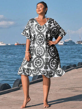 Saída de Praia com Babados Plus Size