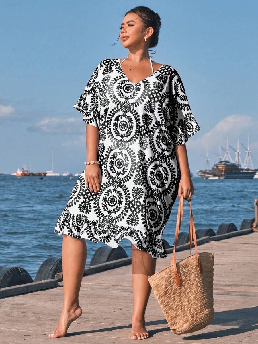 Saída de Praia com Babados Plus Size