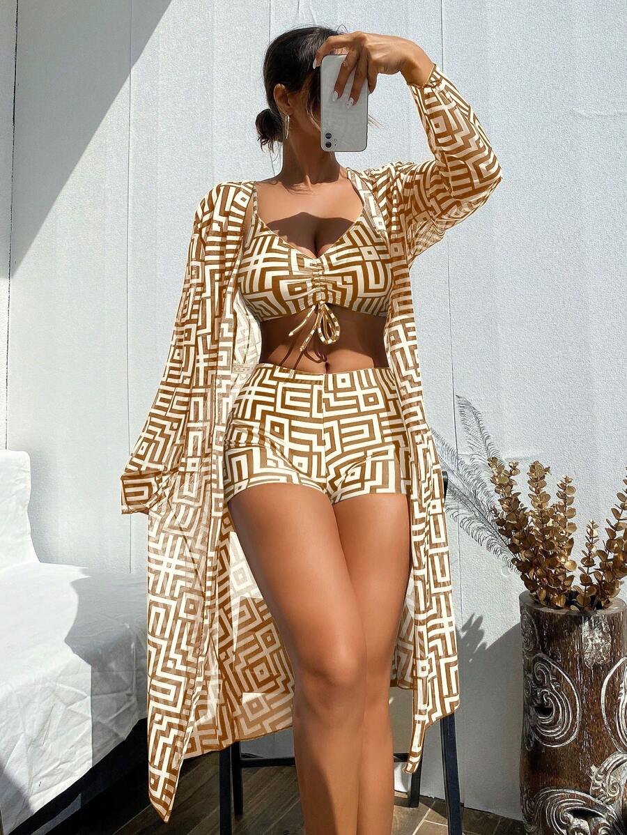 Conjunto Praia Geometric Chic 3 Peças